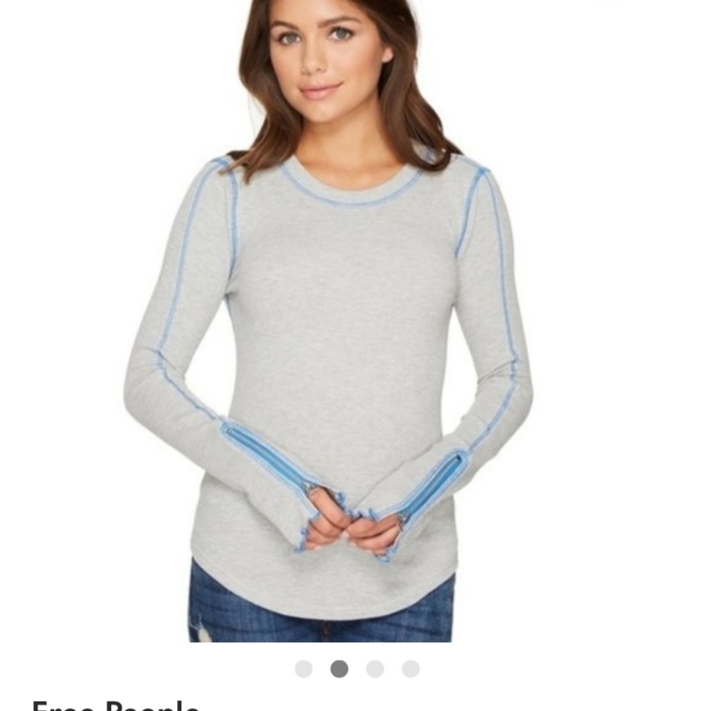 Free People Light Gray Long Sleeve Top - Picture 5 of 6